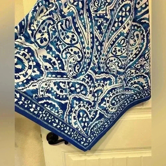 Chico's Blue Paisley Handkerchief Skirt Asymetrical Maxie Stretch Pull On Medium - Picture 5 of 6